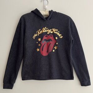 ROLLING STONES Dark Grey Hoodie Sweatshirt Graphic Logo Tongue Kids Size XL